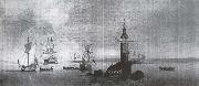 Monamy, Peter This is Manamy-s Picture of the opening of the first Eddystone Lighthouse in 1698 oil on canvas